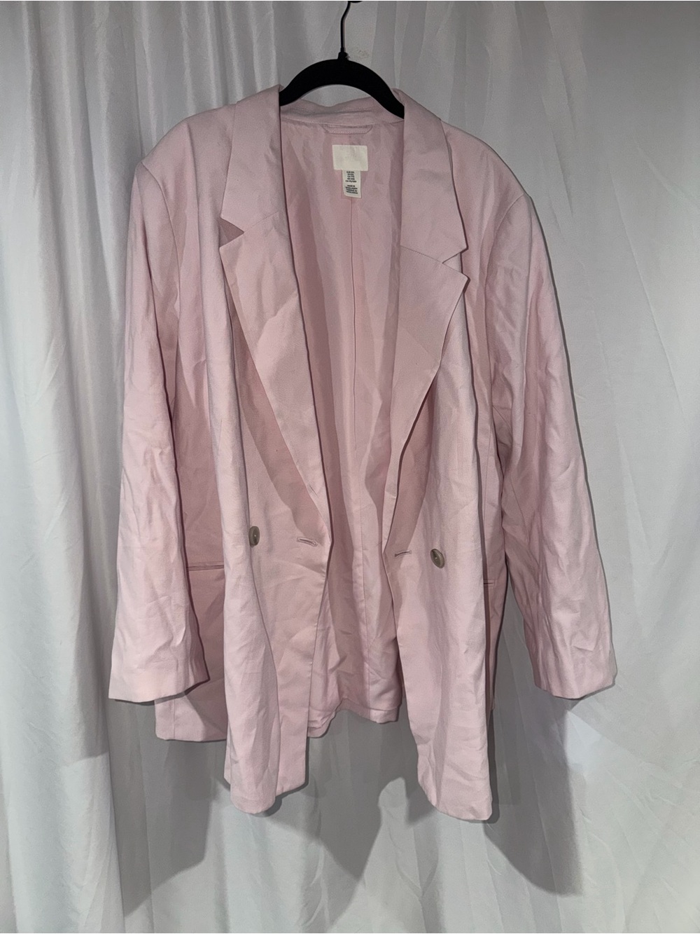 H&M Blazer Oversize Long Sleeve Pink Double Breasted Suit Jacket Office Work XXL